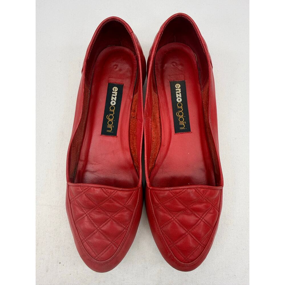 Enzo Angiolini‎ Red Liberty Leather Quilted Round Toe Classic Loafers Size 5.5